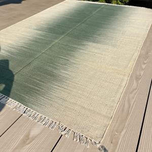 Handmade Wool Flatweave Dhurrie <b>Rug</b> Abstract Solid Green & Cream Modern Area Carpet for Home Hotel & Office Use - Product Image 2