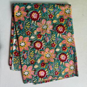 Indian Hand Block Print Cotton Fabric Multicolor Floral Pattern for Kurtis Dresses Bedsheet Curtain - Product Image 3