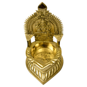 Lámpara de Pooja Artesanal de Latón Karumbu Kamatchi Deepam, Diseño Tradicional de la Diosa Lakshmi - Product Image 5