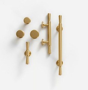 Poignée de meuble élégante en laiton poli en forme de T, design classique, durable, pour porte, quincaillerie de cuisine, bouton de commode - Product Image 5