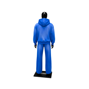 Conjunto Deportivo de Dos Piezas para Hombre, Sudadera con Capucha Azul Lavado y Cremallera Completa, Logotipo Personalizado, Estilo Urbano, Corte Holgado, Ropa Deportiva al por Mayor con Bolsillos - Product Image 2