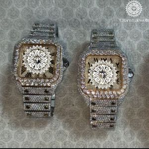 Charm Jewellis Luxury Stainless Steel <b>Diamond</b> <b>Watch</b> Rectangle Analog Quartz Date Display Folding Clasp 38mm Unisex - Product Image 1