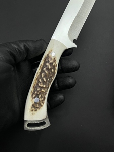 Couteau de chasse tactique à lame fixe en acier inoxydable 4034 avec manche en bois de cerf fait main - Product Image 2