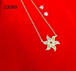 Nouvelle collection MOLL JEWELLERS : Parure florale plaquée or 24 carats, style indien, avec micro-incrustations de zircon, pour femme, idéale pour fiançailles et mariage - Product Image 2