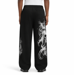 Pantalon de survêtement cargo ample personnalisé à jambe large, imprimé crâne, style streetwear oversize, coupe décontractée - Product Image 3