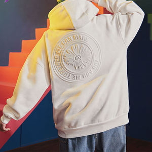 Sweat-shirt à capuche unisexe surdimensionné 500 g/m² avec logo personnalisé en relief 3D sur le dos et la capuche, couleur unie, pour l'hiver, pour homme - Product Image 2