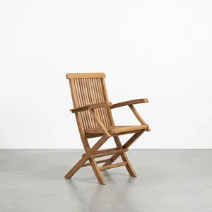 Fauteuil pliant d'extérieur en bois, design minimaliste, en teck, mobilier d'extérieur pliable - Product Image 5