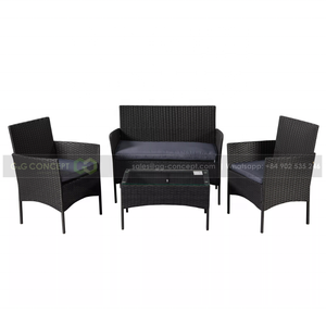 4 Pcs Resin <strong>Wicker</strong> Outdoor Furniture Black Color Outdoor Furniture <strong>Chair</strong> <strong>and</strong> <strong>Table</strong> Set at Cheap Price Supplier From Vietnam - Product Image 1