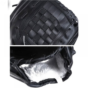 Gants de baseball professionnels personnalisés pour le terrain, en cuir noir, pour droitier, avec protection intégrale des doigts et structure rigide pour l'entraînement au battement - Product Image 3