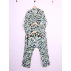 Conjunto de Pijamas Elegantes y Lujosos con Estampado Floral para Mujer, Pijama de Algodón Suave de Alta Calidad, Vestido de Dama de Honor, Ropa de Dormir con Estampado de Bloques - Product Image 6