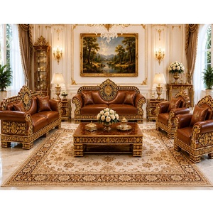 Juego de sofás de diseño elegante y de alta gama para sala de estar, muy vendido, con tapicería azul y beige para uso en interiores, muebles para el hogar. - Product Image 4