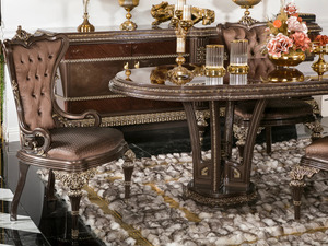 Juego de Comedor de Madera de Teca Sólida de Lujo Real, Tallado en Oro, 6 Sillas, Mesa de Cocina Imperial de Palacio, Muebles para Villa o Mansión - Product Image 4