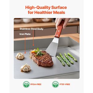 Plancha Eléctrica Comercial de Acero Inoxidable de 17.72 x 11.81 Pulgadas para Mostrador, 122-570 Grados F, Equipo de Cocina Comercial - Product Image 5