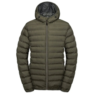 Black <b>Men</b> Winter Puffer Quilted <b>Jacket</b> Hooded Collar Zipper Closure Front Logo High Street OEM Service Door Street - Product Image 3