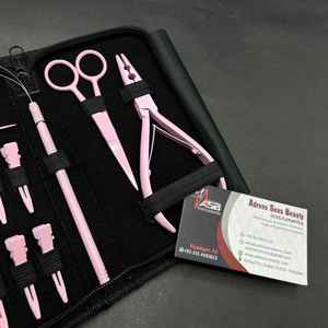 Light Baby Pink Stainless Steel Hair <b>Extension</b> Tool Kit Pliers <b>Micro</b> Rings Loop Needles Clips Strong Hold Custom Logo - Product Image 4
