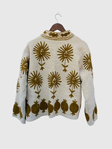 Veste en coton pour femmes grandes tailles avec imprimé grenade, coupe ample, manches chauve-souris, col montant, vêtement d'automne - Product Image 3