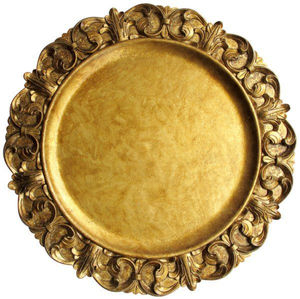 Assiette de présentation dorée en métal au design antique pour la maison, les hôtels, la décoration de table de mariage, plat de service alimentaire rond et assiettes - Product Image 1