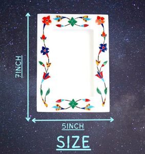 High on Demand <b>White</b> Marble Horizontal Handmade Luxury Photo <b>Frame</b> with Wall Mount for Home Decor - Product Image 2