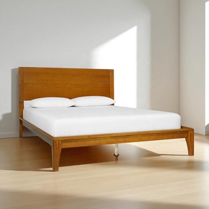 Vietnam-Made Eco-Friendly Queen Size Solid Pine Platform Wood Bed Frame Japanese Joinery Minimaliist Design Wooden Bed No-Tool - Product Image 1