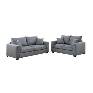Set Divano e Poltrona Classico in Corduroy a 2 Pezzi per Soggiorno, con Braccioli Quadrati e Cuscini Morbidi - Product Image 2