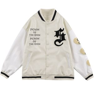 Chaqueta Varsity para Hombre, Cuero PU, Logotipo Bordado del Patrón de la Luna, Cuello Camisero, para Otoño, Corte Regular - Product Image 4