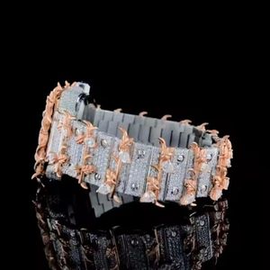 Splendid Men's Luxury Square <b>Case</b> Analog Quartz <b>Watch</b> Moissanite Silver Roman Numerals Hidden Clasp 28mm Sapphire Crystal ETA - Product Image 5