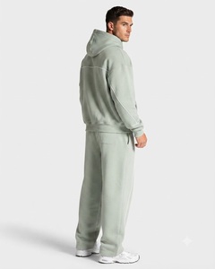 Conjunto Deportivo Personalizado para Hombre, Estilo Pistacho, con Líneas en Contraste, Sudadera con Capucha de Felpa de Algodón de Primera Calidad y Pantalones Deportivos Anchos, OEM y ODM - Product Image 2