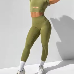 High Quality Buttery Soft Vintage Spandex/Nylon Velour High Waist Yoga <b>Leggings</b> <b>with</b> <b>Pockets</b> for Women - Product Image 4