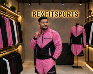 REXFIT SPORTS 2026 Custom <b>Men</b>’s Pink Black Nylon Hooded <b>Jacket</b> and Shorts Set Full Zip Sportswear Private Label - Product Image 4