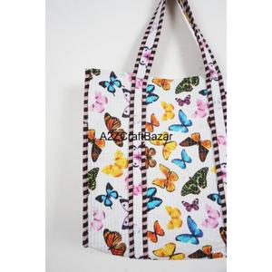 Bolso de Playa Grande de Algodón 100% Puro, Multicolor, a Rayas, Acolchado a Mano, para Mujer, de Rajasthan, el Más Vendido - Product Image 3