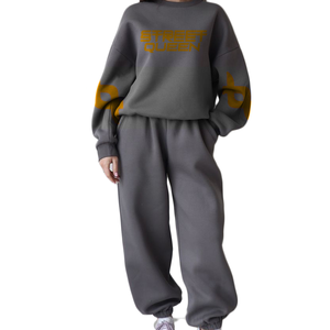 Conjunto Deportivo Premium de Felpa de Algodón para Mujer, Sudadera con Capucha y Pantalones de Cintura Alta, Estilo Casual Urbano - Product Image 1