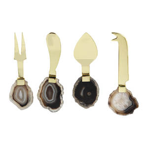 Juego de cuchillos de queso de resina de ágata de lujo con hoja de acero inoxidable para servir con estilo en tablas de charcutería, accesorios gourmet para queso. - Product Image 1