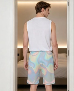 Shorts de sport pour homme en polyester, respirants, imperméables, en molleton, à motif uni, épais, pour la course à pied - Product Image 2