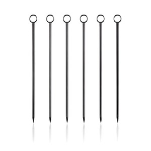 Stainless Steel <b>BBQ</b> Skewers With Ring Handle Polished Finish Heat Resistant Cooking <b>Tools</b> 6-Pack - Product Image 1