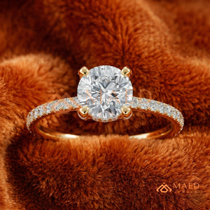 Anillo de Moissanita con Corte Redondo Chapado en Oro de 14K, Elegante Anillo de Compromiso y Promesa para Mujer, Joyería para Uso Diario, Regalo, Diseño Clásico, Nuevo - Product Image 1