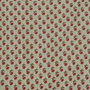 Tela de Algodón Estampada a Mano con Diseño Floral Verde y Rojo, Orgánica, Ecológica, Hecha a Mano, para Confección de Prendas y Textiles para el Hogar - Product Image 6