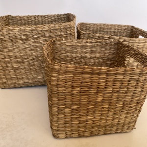 Venta al por mayor mejor precio Nhat Minh respetuoso con el medio ambiente bohemio Seagrass cesta hecha a mano Vietnam PC manijas plegable cocina almacenamiento - Product Image 2