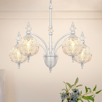Lustre vintage en nickel brossé, hauteur réglable, luminaire pour salle à manger avec verre soufflé artisanal pour cuisine et entrée