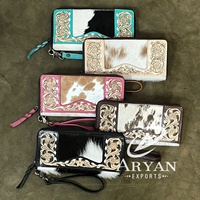 Dompet Kulit Asli Super September New Hand Tooled, Clutch Kulit Sapi Ukiran Bunga Barat, Tas Tangan Wanita Buatan Tangan