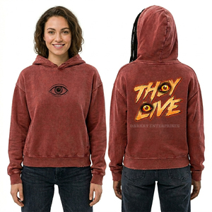 Sweat-shirt oversize pour femme effet vieilli, délavé à l'acide, rouge rouille, avec motif graphique portrait de squelette encadré personnalisé, style streetwear - Product Image 5