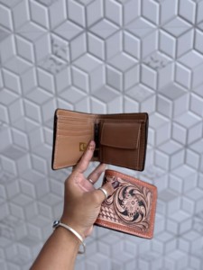 Handmade Genuine Leather Men's <b>Wallet</b> Hand Tool Leather RFID Blocking Cash & <b>Card</b> <b>Holder</b> <b>Wallet</b> Brown Short Length Daily Use - Product Image 6