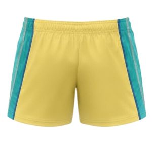 Shorts de netball unisexe jaune turquoise sublimés en polyester légers pour la compétition sportive et les tenues d'équipe - Product Image 2