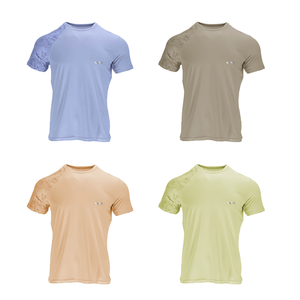 T-shirt de sport à manches raglan pour homme, 100 % polyester, respirant, séchage rapide, impression par transfert thermique, coupe ajustée, col rond - Product Image 2