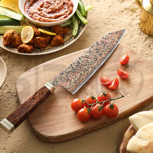 OEM Custom Copper Damascus Steel Kitchen Knife Handmade <b>BBQ</b> Meat Carving Chef Knife Wood Brass Handle Ideal Gift - Product Image 2