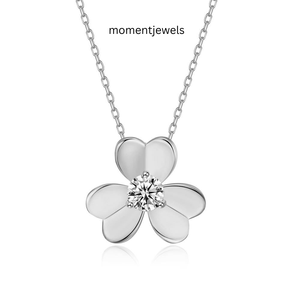 Collier pendentif fleur plaqué or, argent sterling 925, collier floral en CZ pour femme, bijoux cadeau - Product Image 2