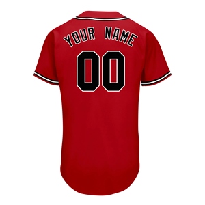 Maillot de baseball rouge personnalisé pour homme, manches courtes, respirant, en polyester, avec impression du nom de l'équipe, fermeture boutonnée, coupe classique, pour adultes, toutes saisons - Product Image 2