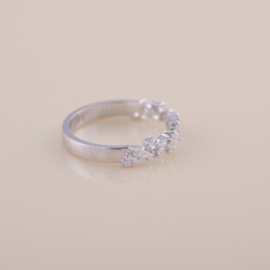 IGI Certified Marquise & Round Diamond Half Eternity Ring in <b>Solid</b> 925 Sterling <b>Silver</b> - Product Image 5