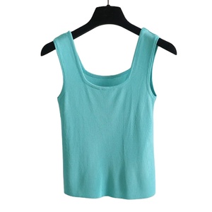Camiseta sin mangas de jersey con cuello halter en colores pastel para mujer, deportiva, transpirable, de alta elasticidad, informal, para verano - Product Image 2