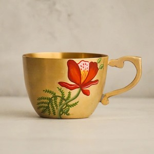 Ensemble classique de 2 tasses et soucoupes en laiton pour les fêtes, durable, écologique, avec poignée dorée - Product Image 4