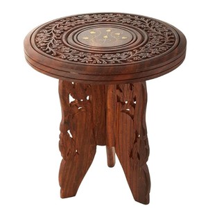 Luxury Handcrafted Sheesham Wood <b>Stool</b> with Bone Inlay - Wholesale Moradabad - Product Image 4